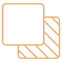 Orange-framed placeholder image with diagonal stripes on the right side.