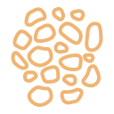 Abstract cluster of orange rounded shapes on a light background, creating a decorative pattern.