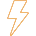 Orange zigzag lightning bolt icon representing electricity.