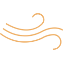 Abstract orange ribbon swirl forming a decorative emblem.